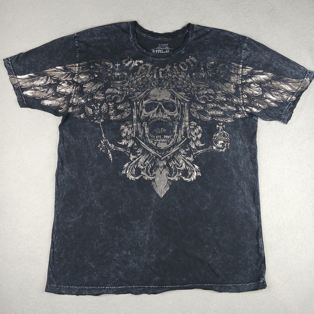 Affliction Fedor Emelianenko Shirt Men 2XL Signature Series Skull Wing Black Y2k